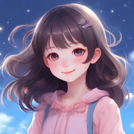 可爱女生头像少女心aiai绘画创作ai绘画卷发笑容