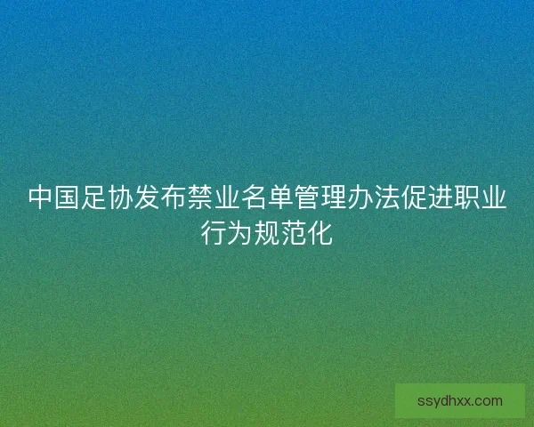 中国足协发布禁业名单管理办法促进职业行为规范化